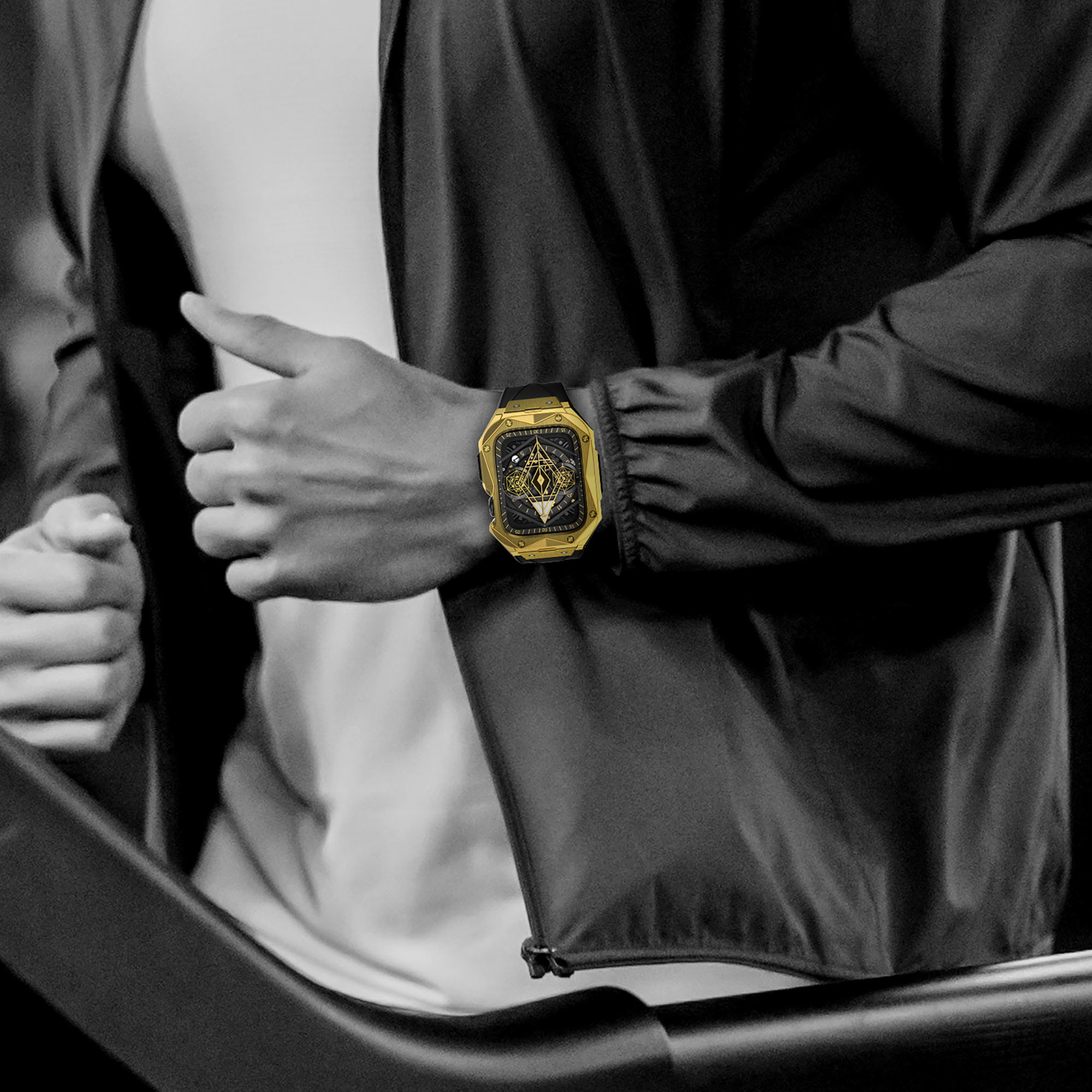 Apple Watch Luxe Horlogeband met RVS Case - Goud