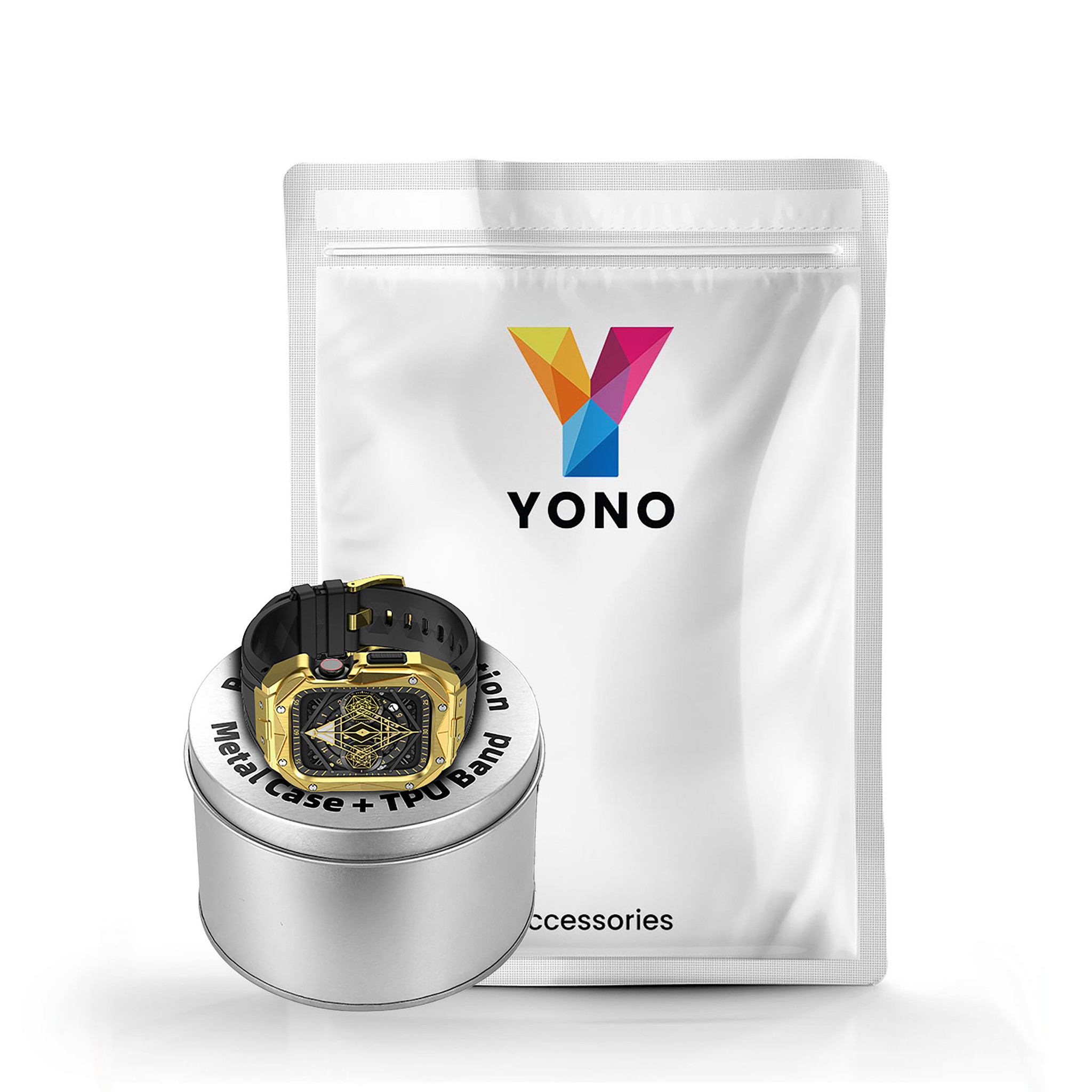 Apple Watch Luxe Horlogeband met RVS Case - Goud