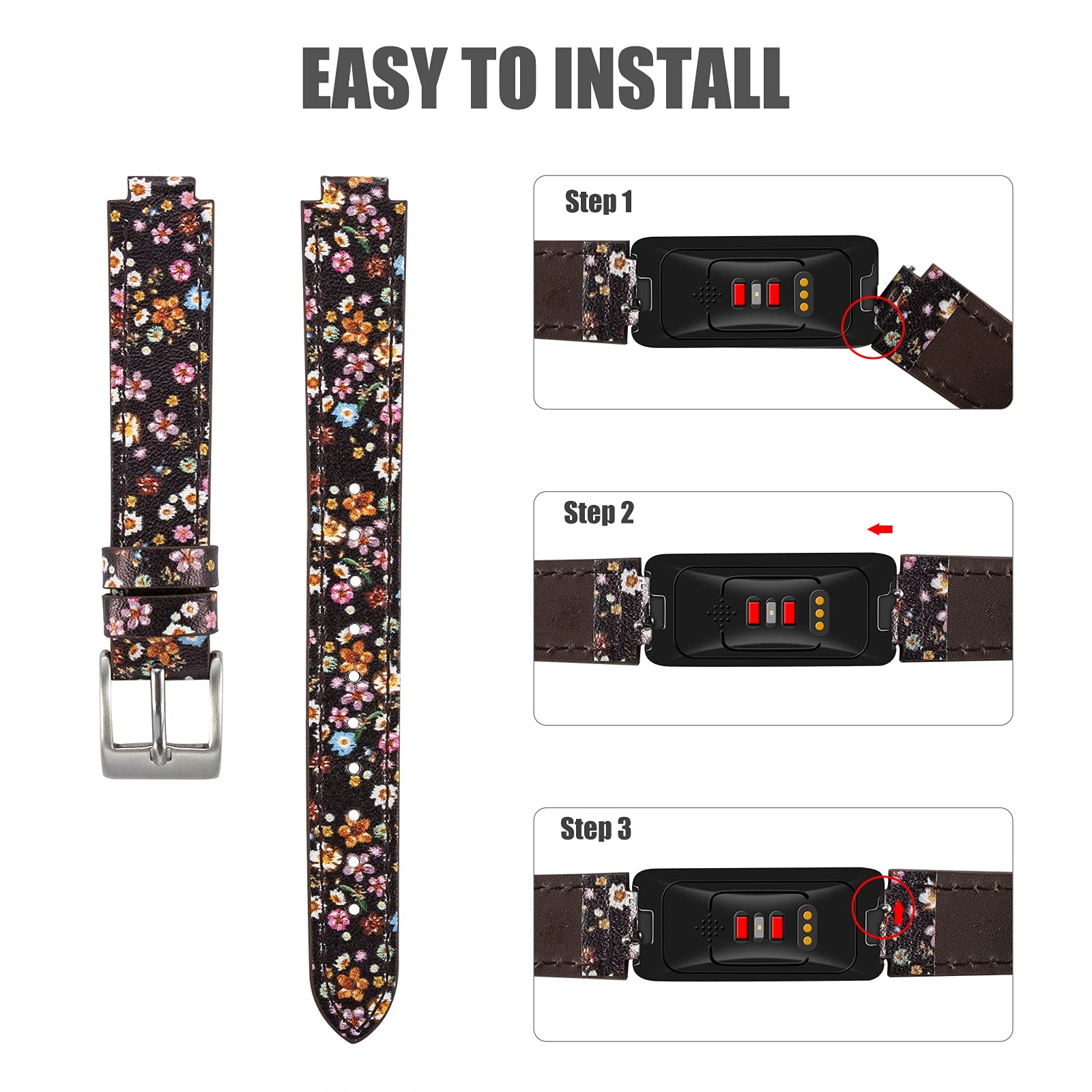 Fitbit Inspire 3 Bandje Leer - Floral
