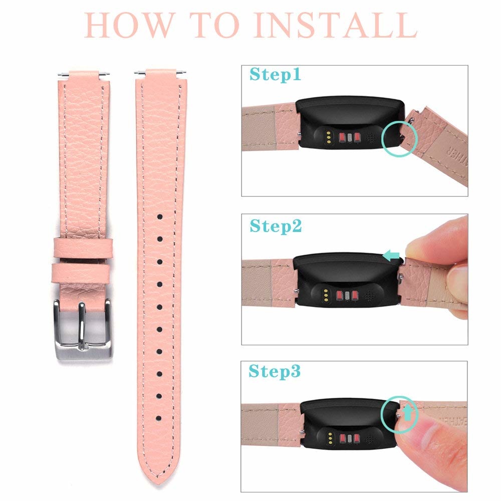 Fitbit Inspire 3 Bandje Leer -Lichtroze
