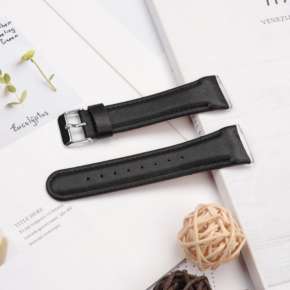 Fitbit Versa 4 / Sense 2 Leer Bandje - Zwart