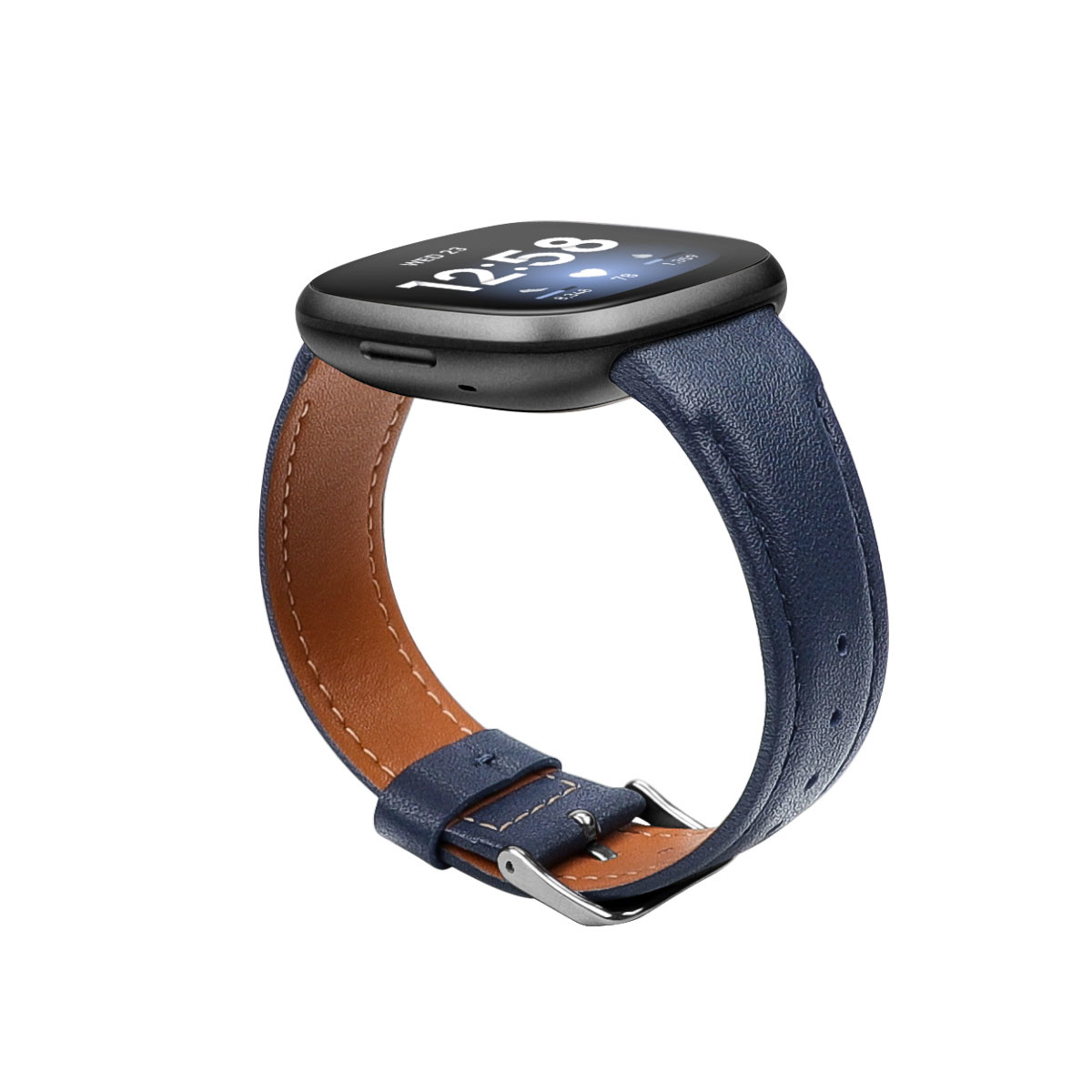 Fitbit Versa 4 / Sense 2 Leer Bandje - Donkerblauw