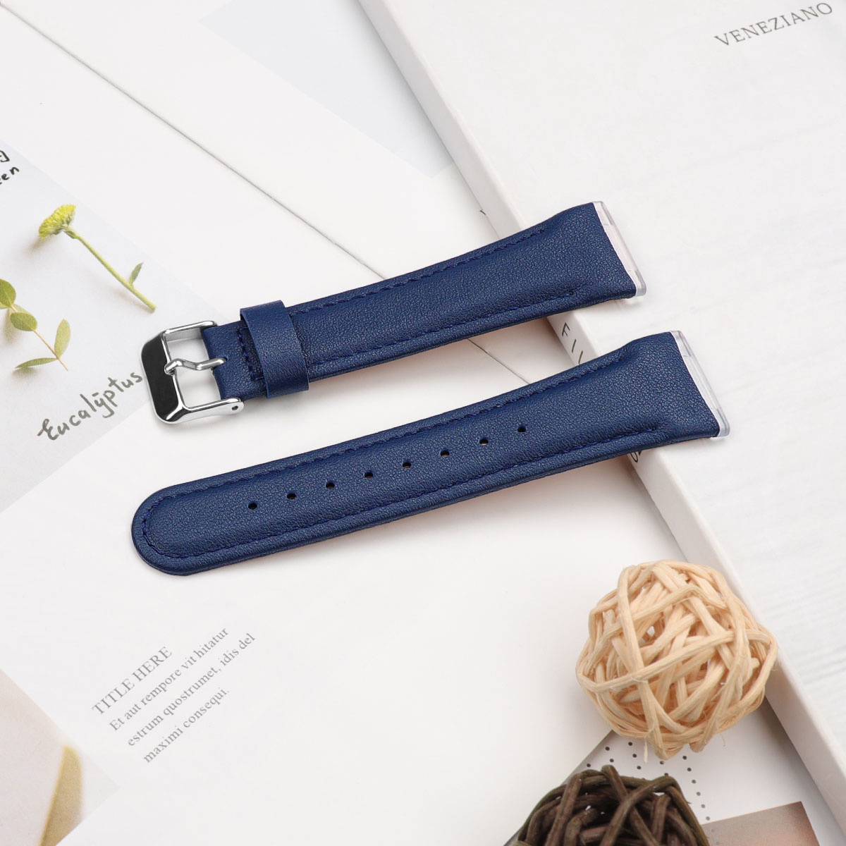 Fitbit Versa 4 / Sense 2 Leer Bandje - Donkerblauw
