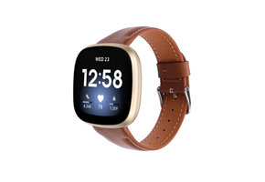Fitbit Versa 4 / Sense 2 Leer Bandje - Bruin