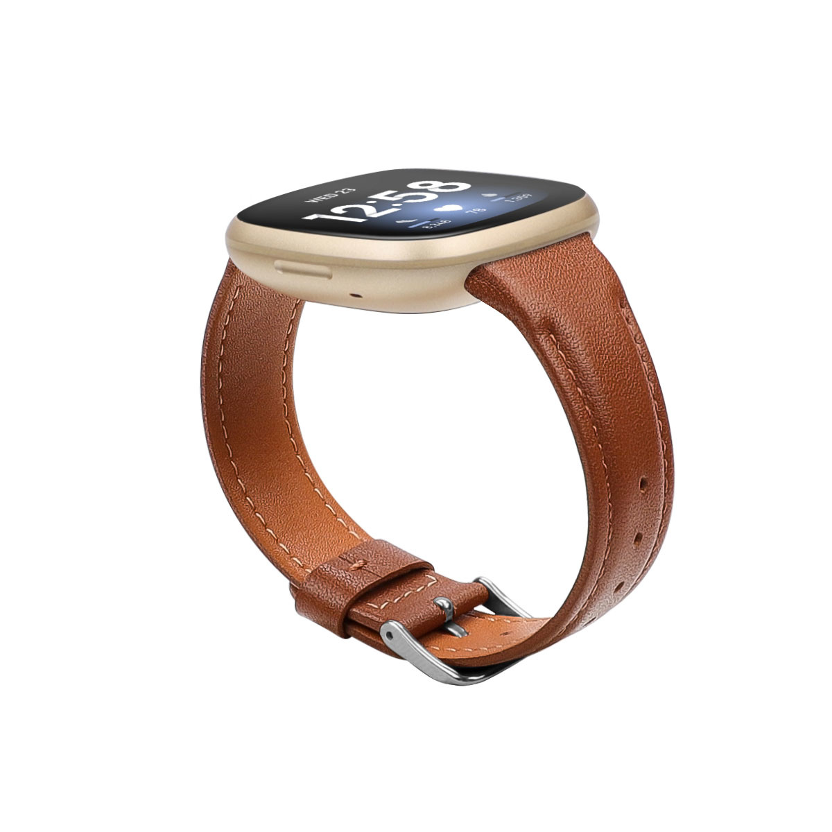 Fitbit Versa 4 / Sense 2 Leer Bandje - Bruin