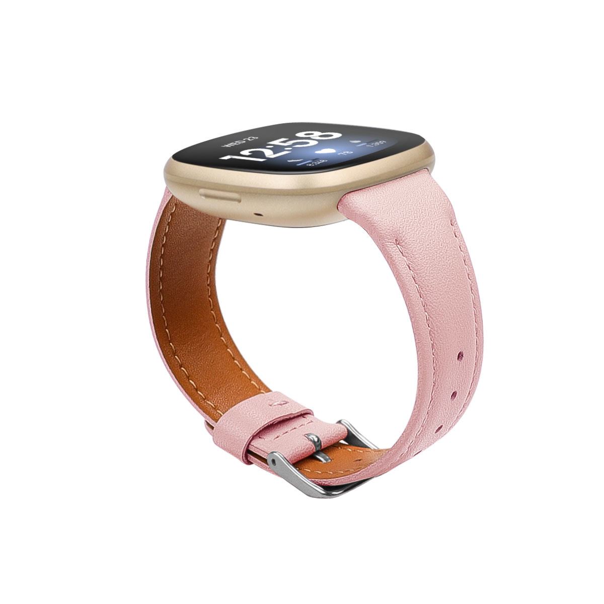 Fitbit Versa 4 / Sense 2 Leer Bandje - Lichtroze