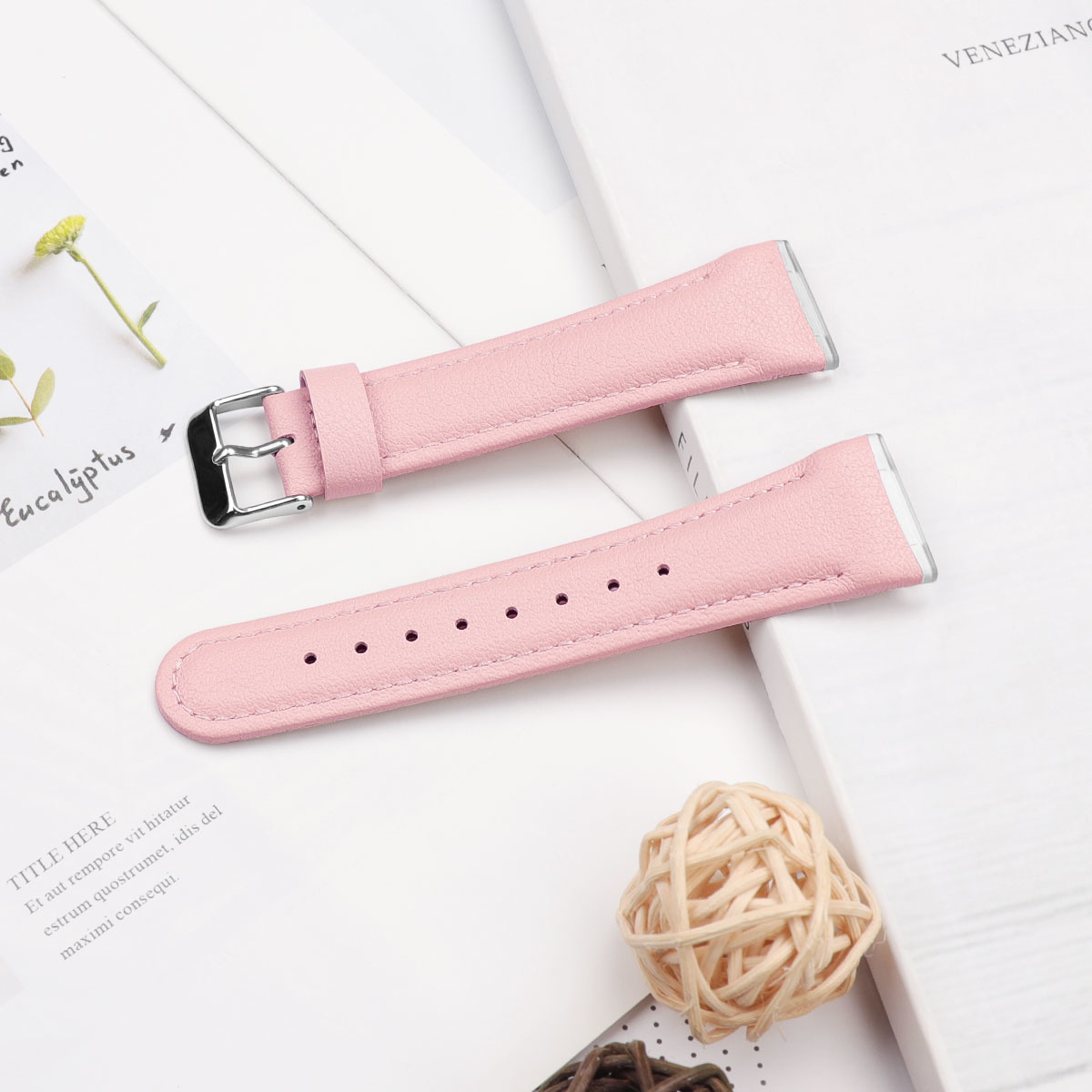 Fitbit Versa 4 / Sense 2 Leer Bandje - Lichtroze