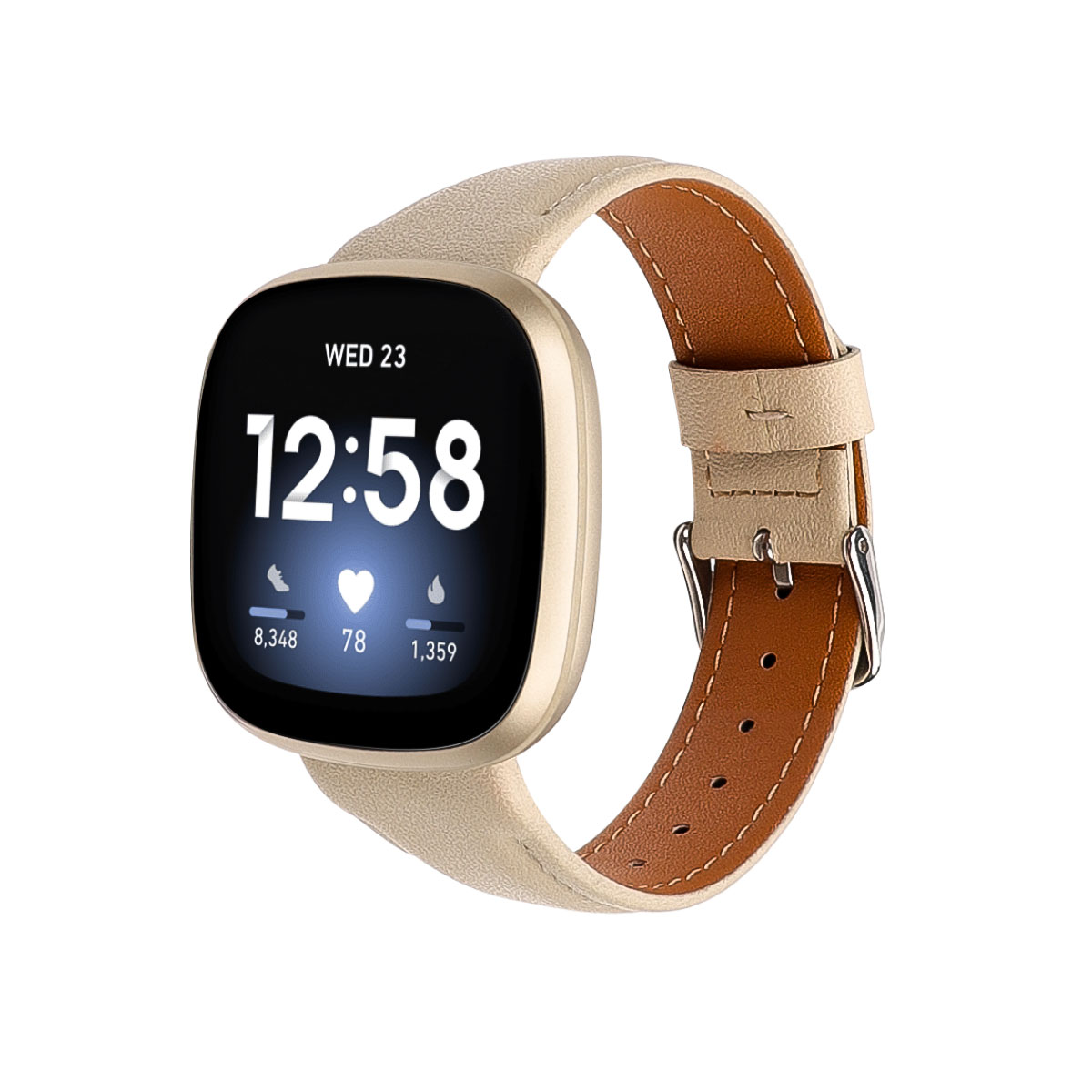 Fitbit Versa 4 / Sense 2 Leer Bandje - Champagne