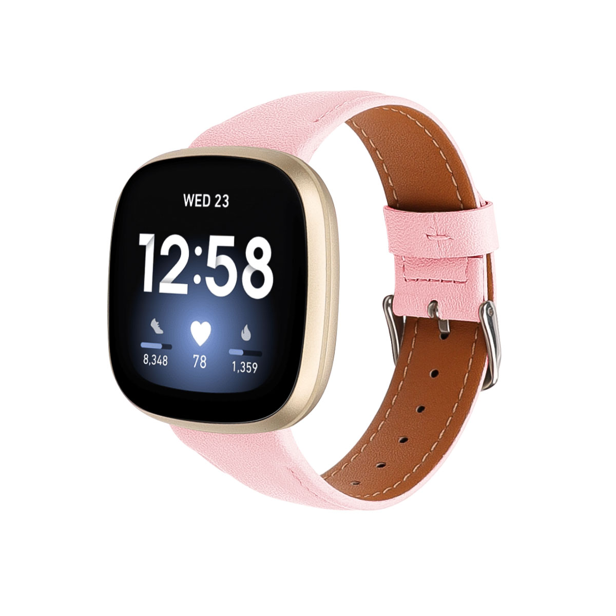 Fitbit Versa 4 / Sense 2 Leer Bandje - Lichtroze