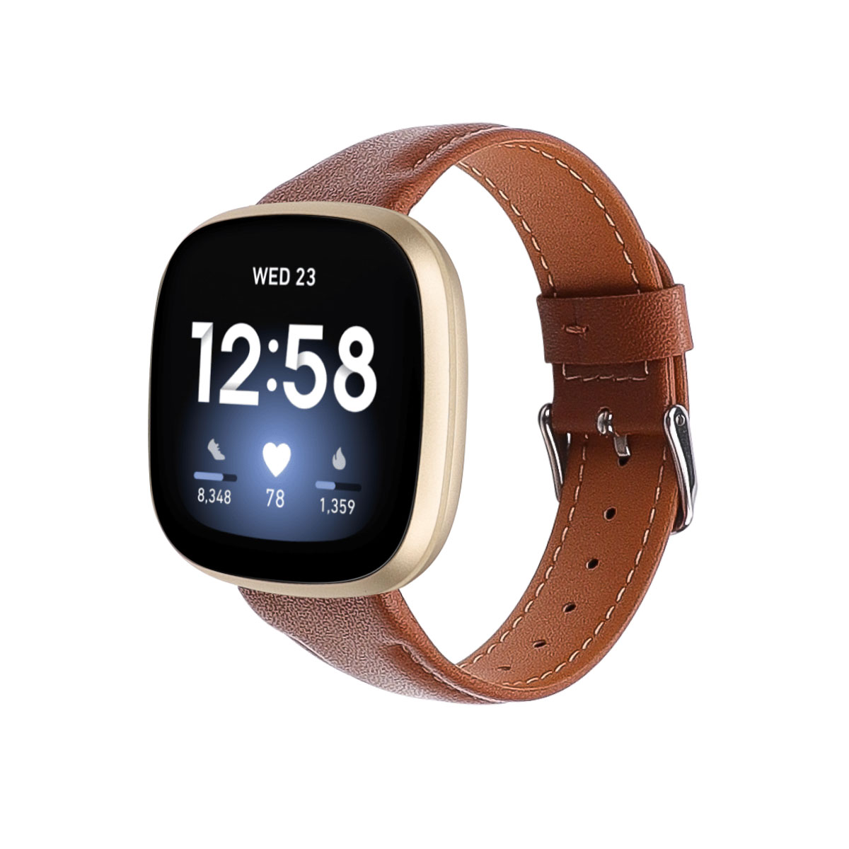 Fitbit Versa 4 / Sense 2 Leer Bandje - Bruin