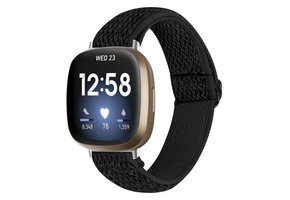 Fitbit Versa 4 / Sense 2 Nylon Stretch Bandje - Zwart