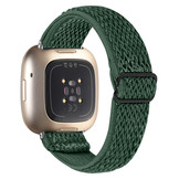 Fitbit Versa 4 / Sense 2 Nylon Stretch Bandje - Donkergroen