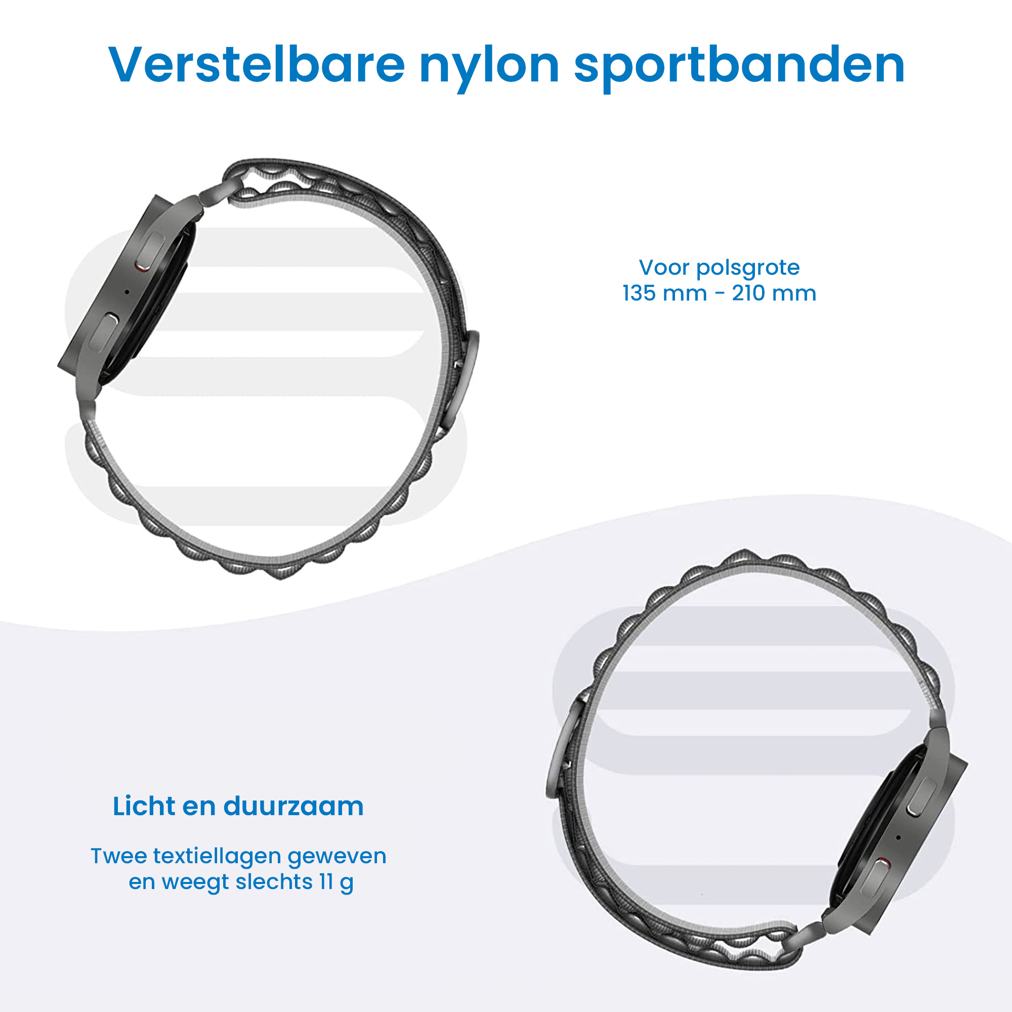 Nylon Loop Bandje 20mm - Zwart