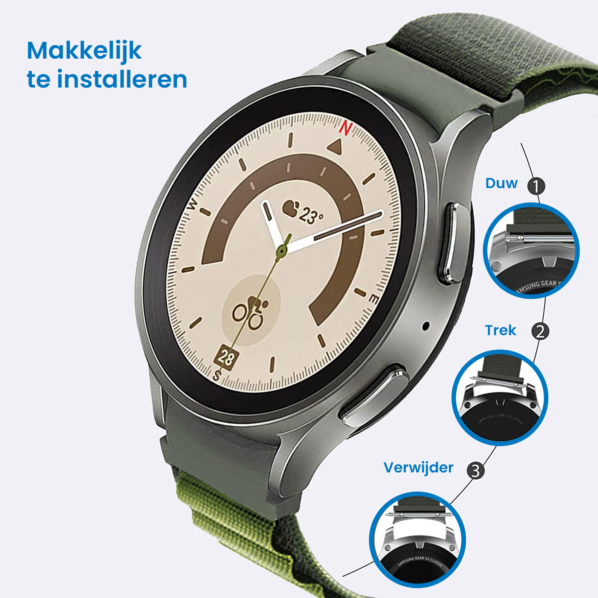 Nylon Loop Bandje 20mm - Donkergroen