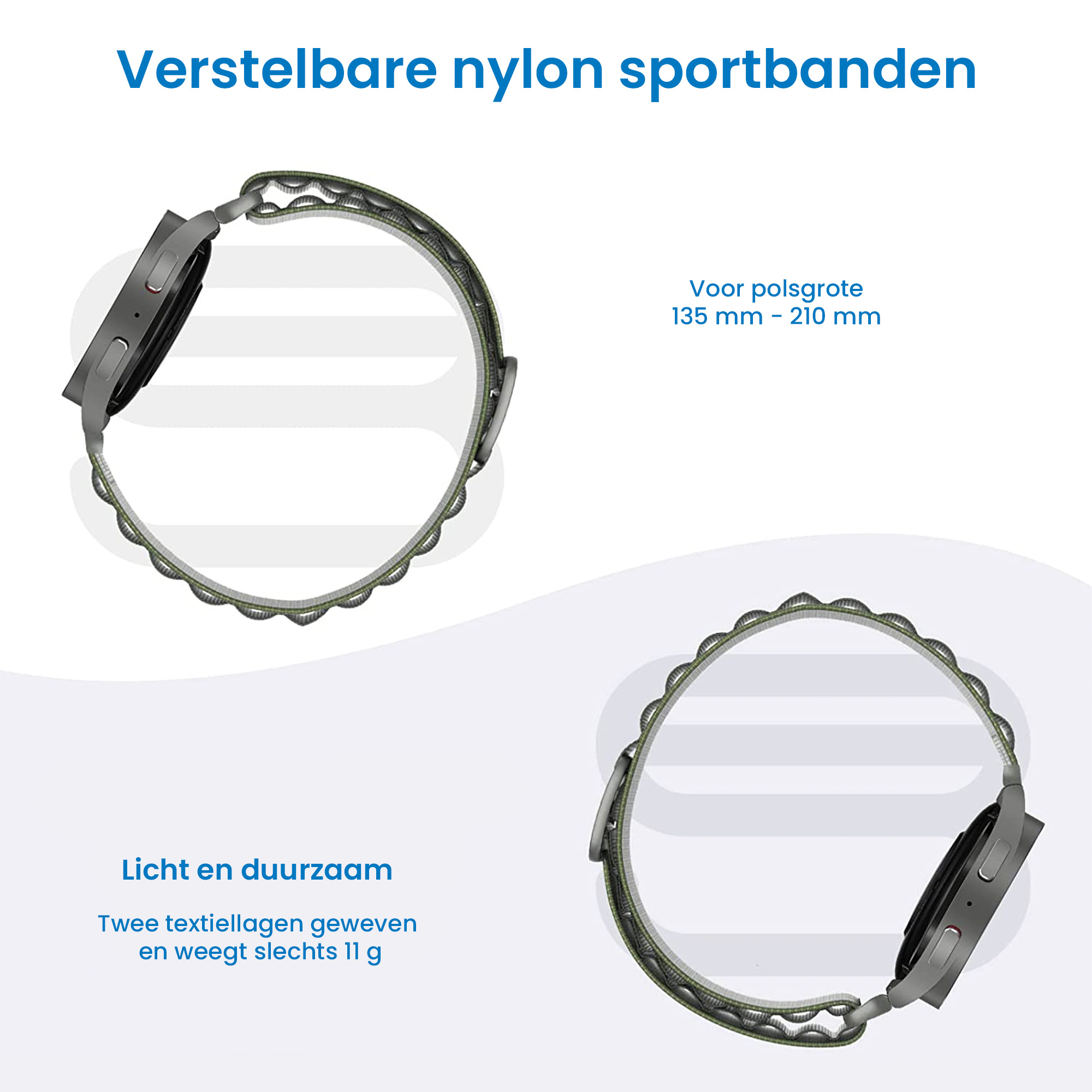 Nylon Loop Bandje 20mm - Donkergroen