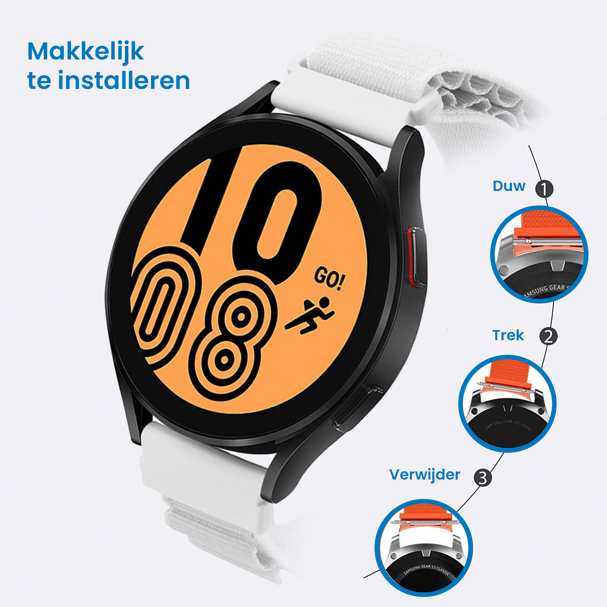 Nylon Loop Bandje 20mm - Wit