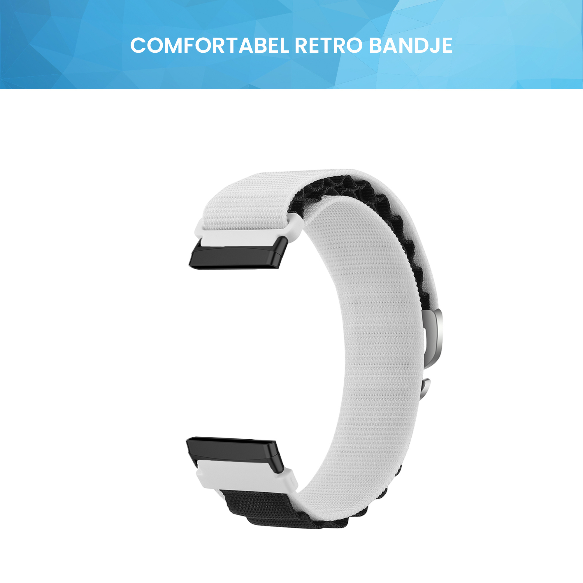 Fitbit Versa 4 / Sense 2 Nylon Loop Bandje - Wit / Zwart