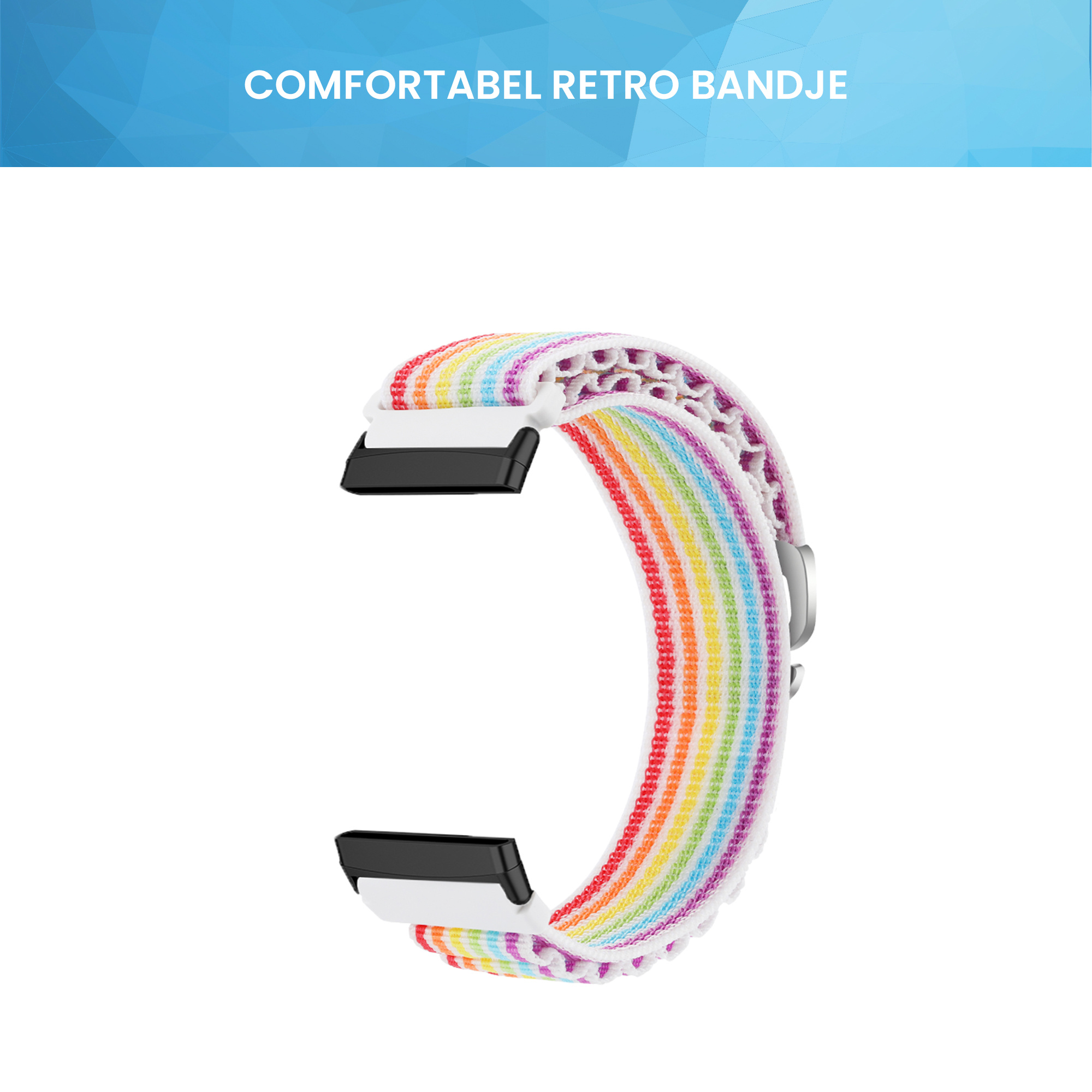 Fitbit Versa 4 / Sense 2 Nylon Loop Bandje - Regenboog