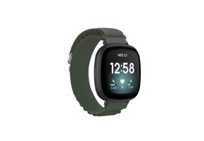 Fitbit Versa 4 / Sense 2 Nylon Loop Bandje - Donkergroen