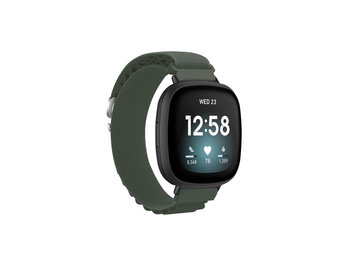 Fitbit Versa 4 / Sense 2 Nylon Loop Bandje - Donkergroen