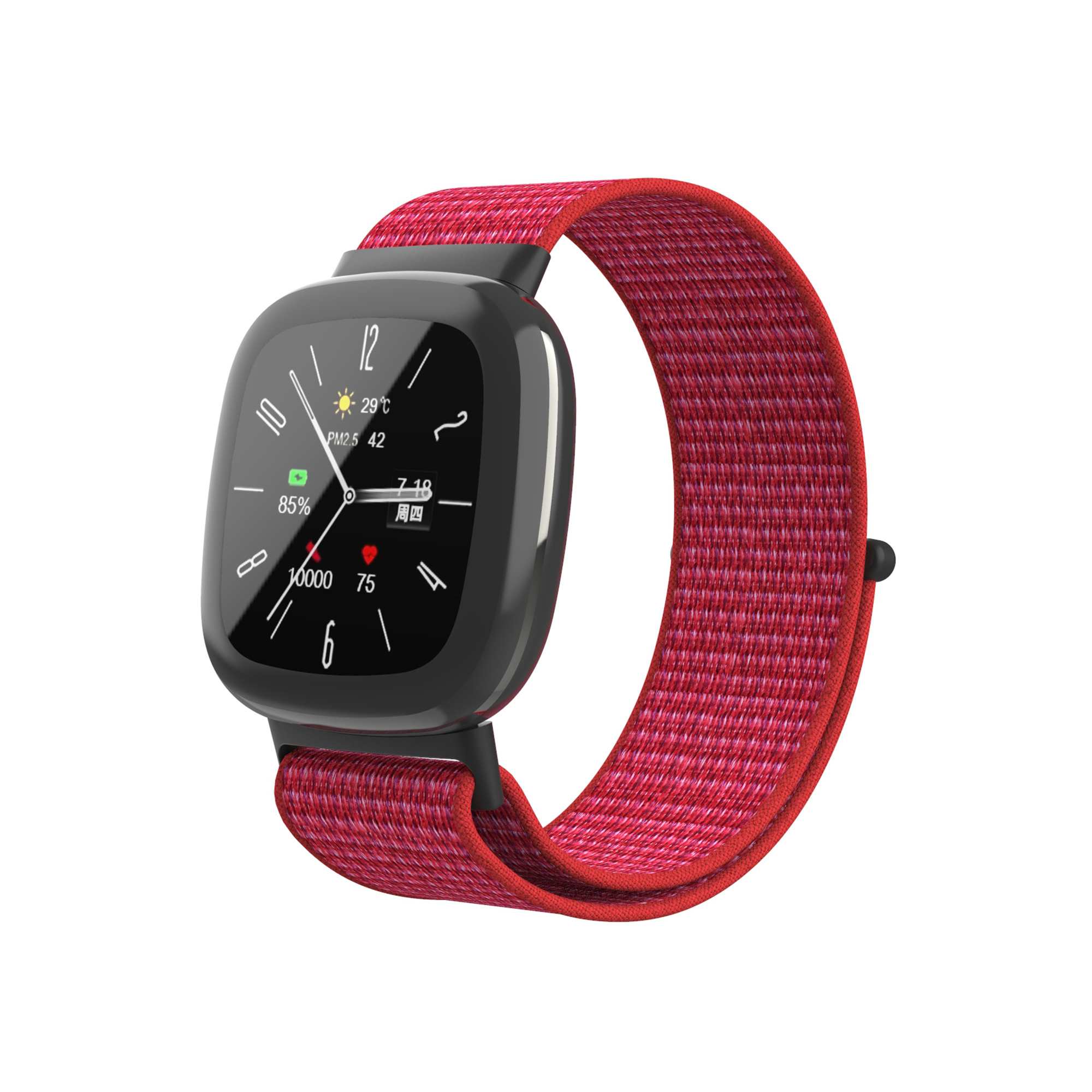 Fitbit Versa 4 / Sense 2 Nylon Velcro Bandje - Rood