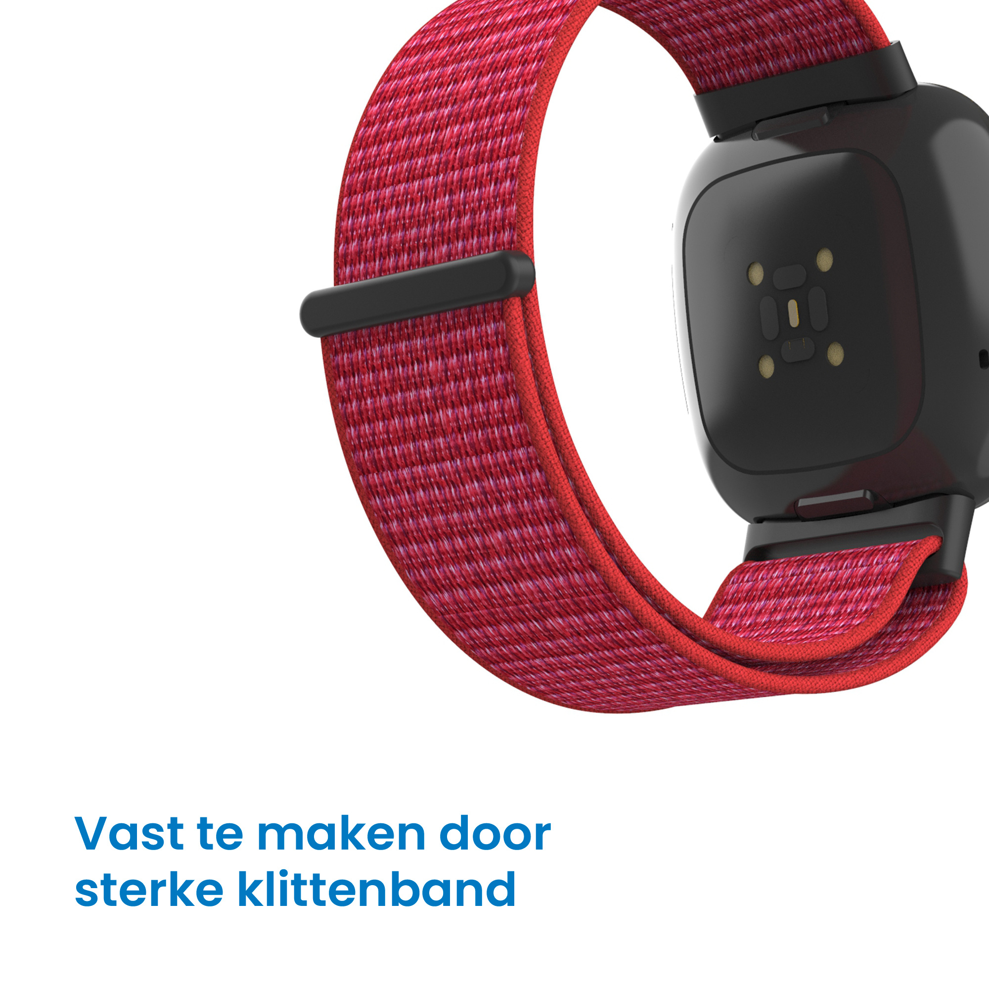 Fitbit Versa 4 / Sense 2 Nylon Velcro Bandje - Rood