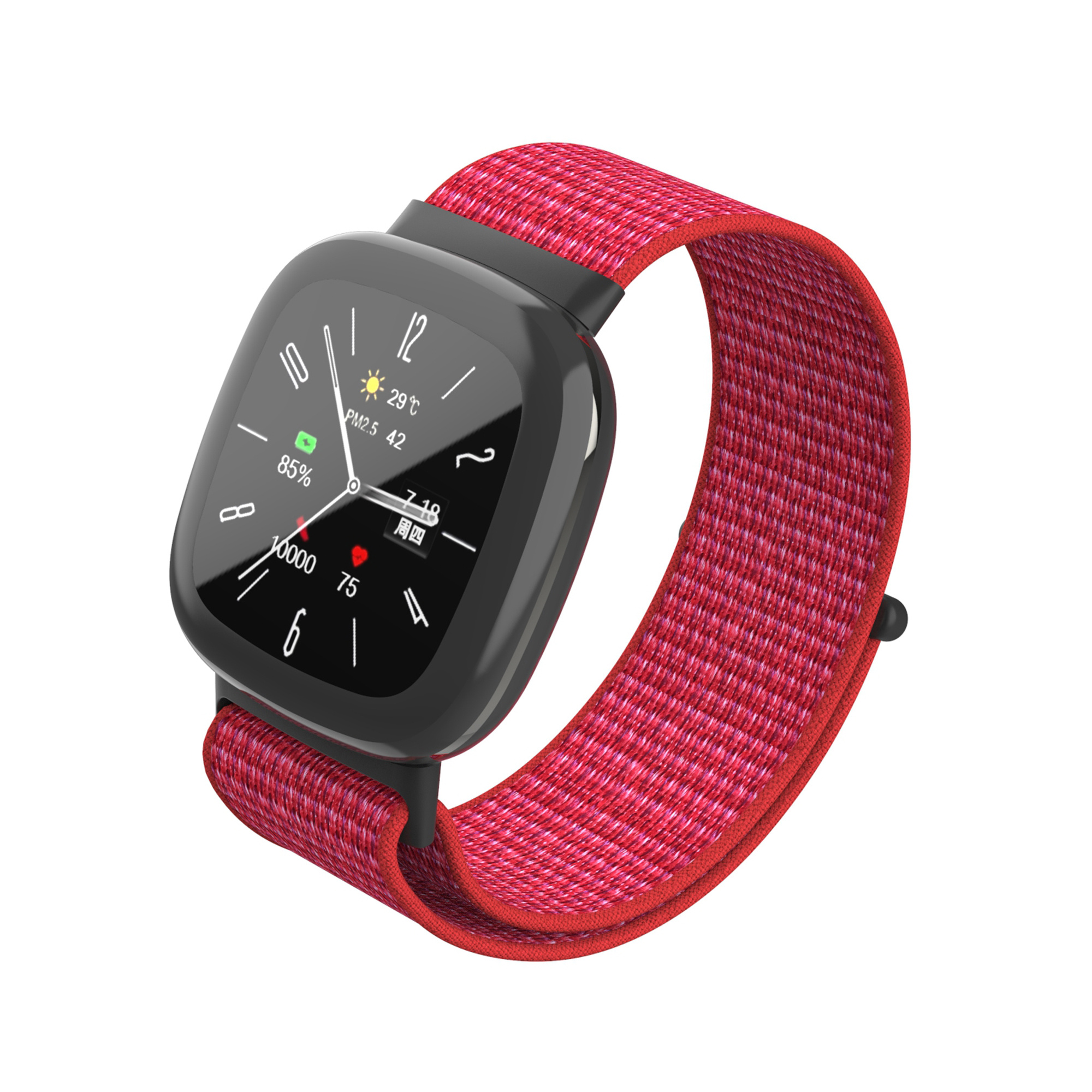 Fitbit Versa 4 / Sense 2 Nylon Velcro Bandje - Rood