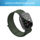 Fitbit Versa 4 / Sense 2 Nylon Velcro Bandje - Donkergroen