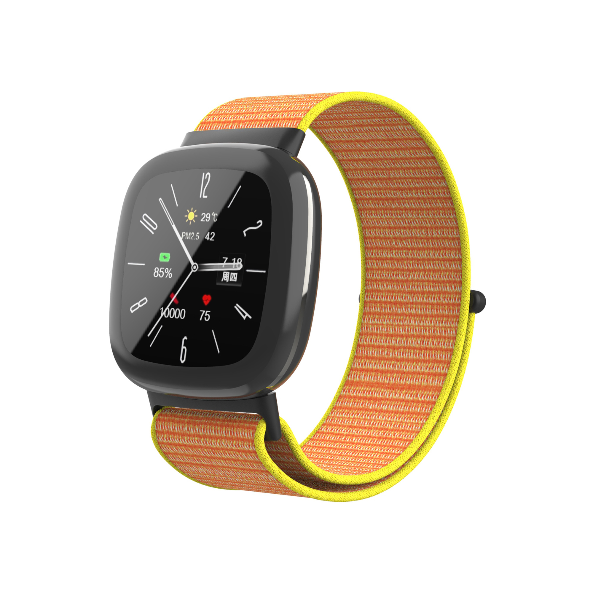 Fitbit Versa 4 / Sense 2 Nylon Velcro Bandje - Oranje
