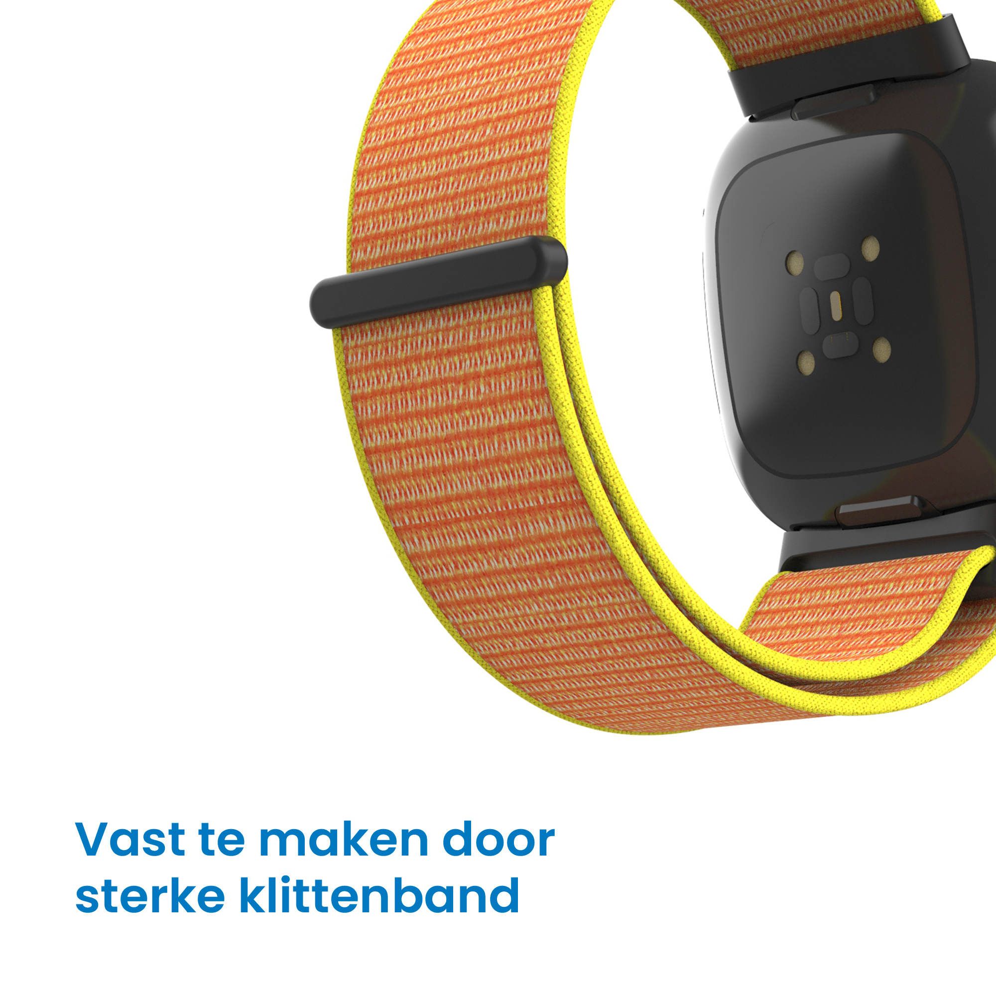 Fitbit Versa 4 / Sense 2 Nylon Velcro Bandje - Oranje