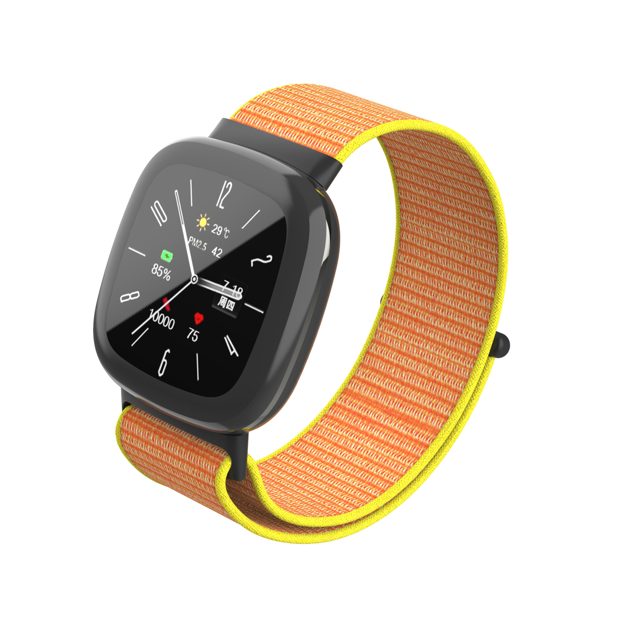 Fitbit Versa 4 / Sense 2 Nylon Velcro Bandje - Oranje