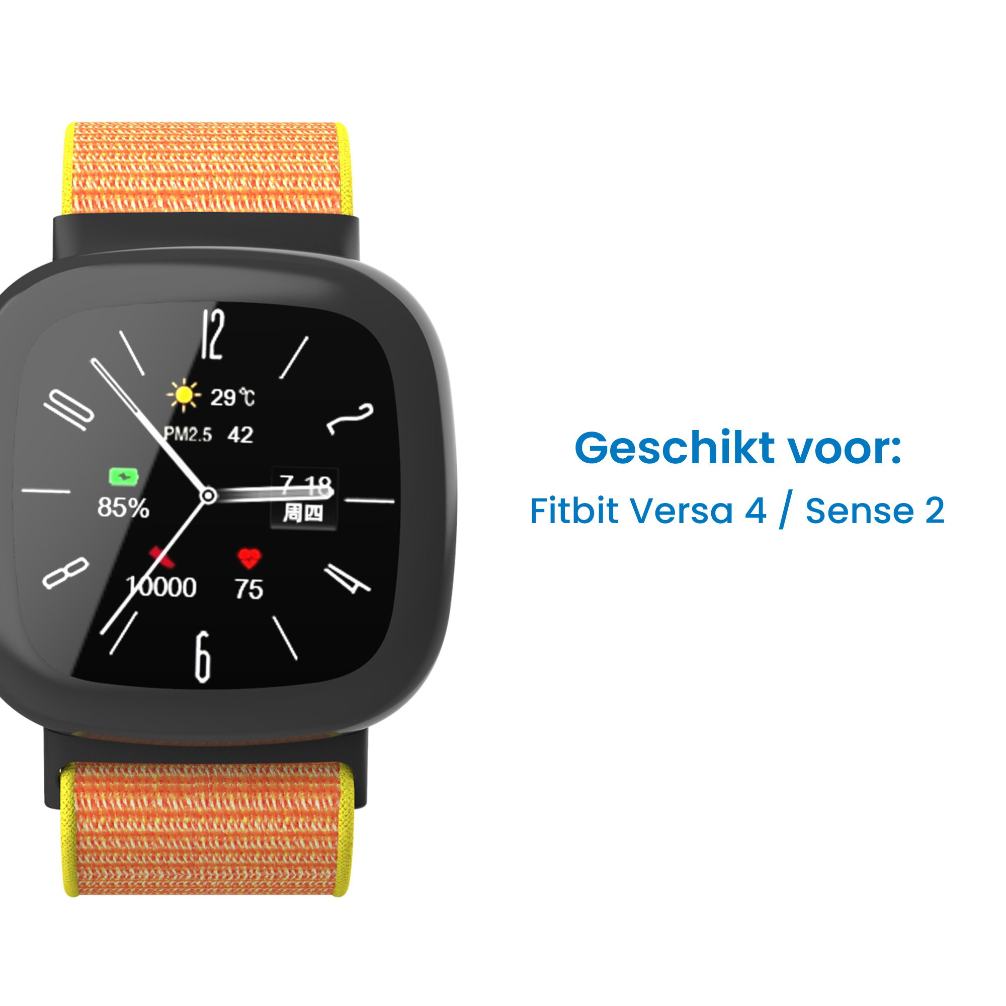 Fitbit Versa 4 / Sense 2 Nylon Velcro Bandje - Oranje