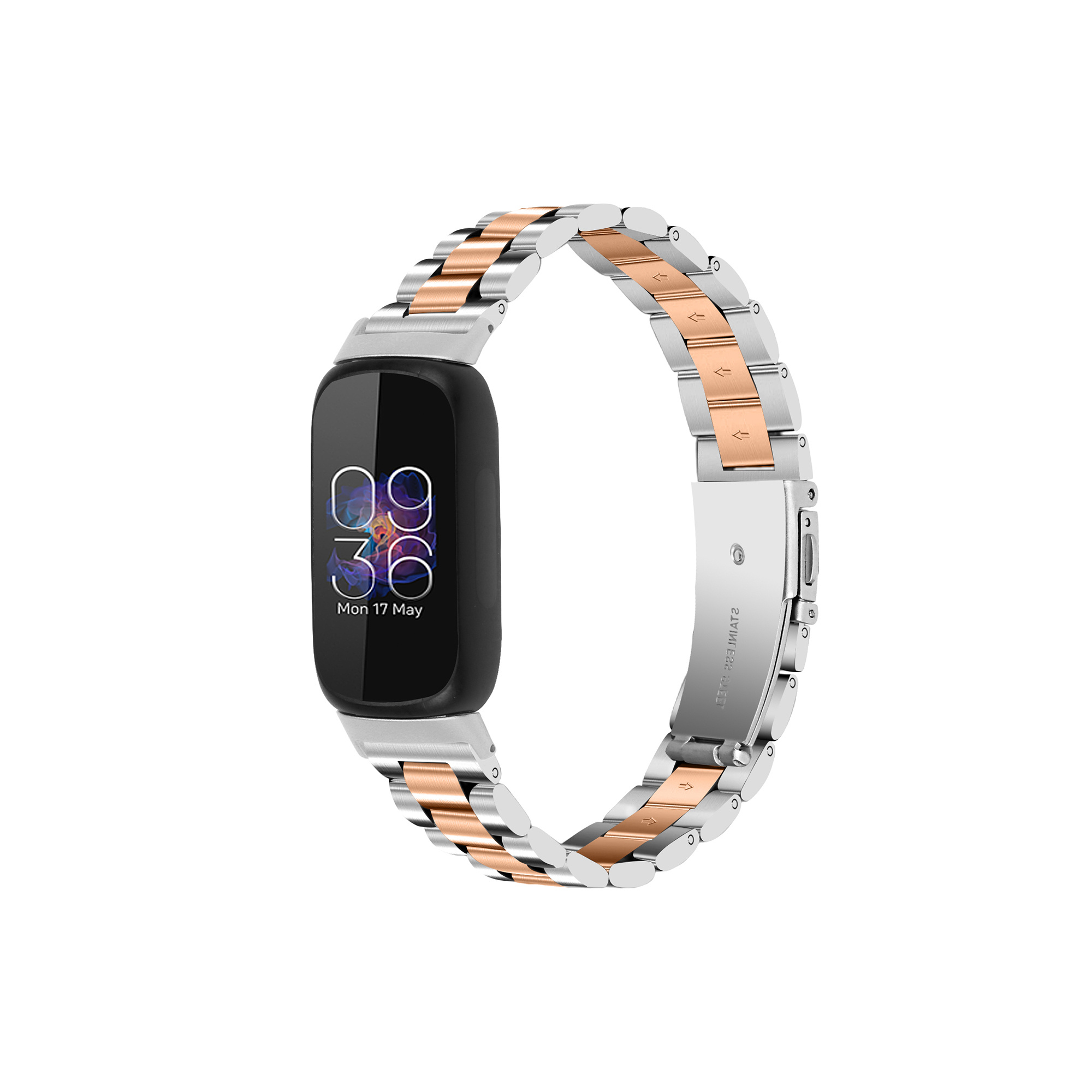 Fitbit Inspire 3 Stalen Bandje - Zilver / Rose Gold