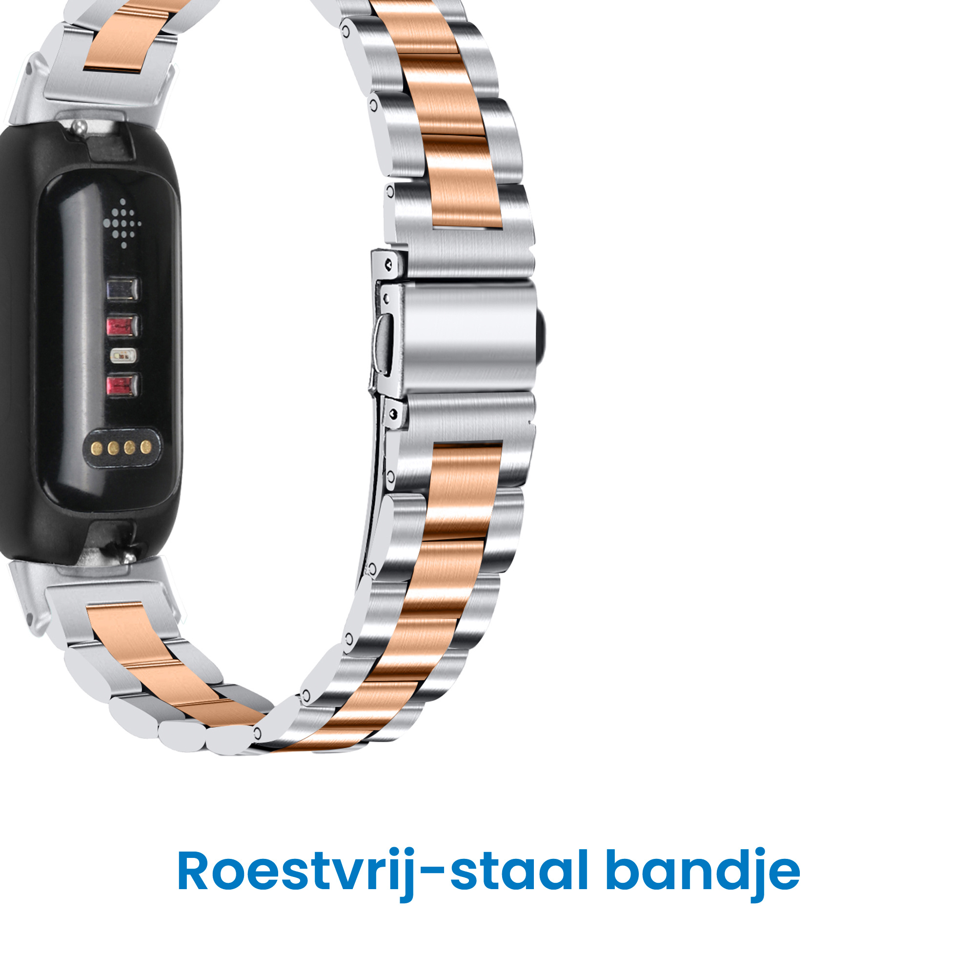 Fitbit Inspire 3 Stalen Bandje - Zilver / Rose Gold