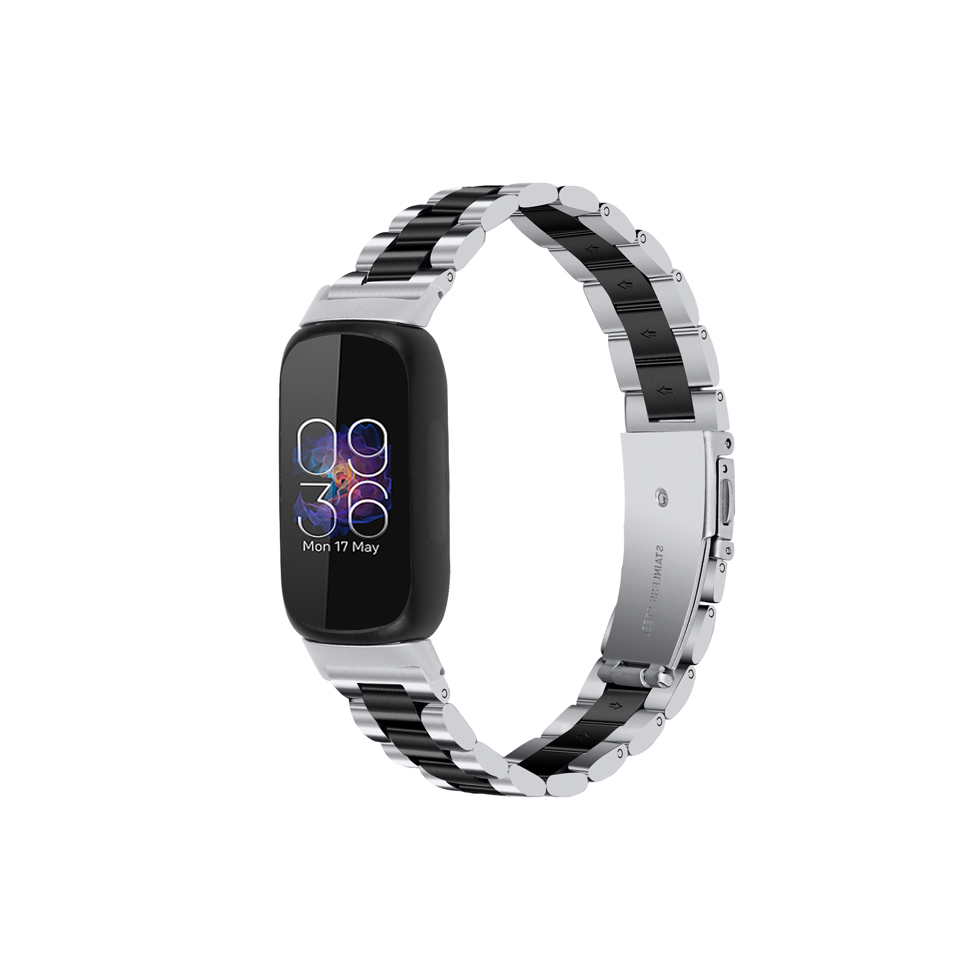 Fitbit Inspire 3 Stalen Bandje - Zilver / Zwart