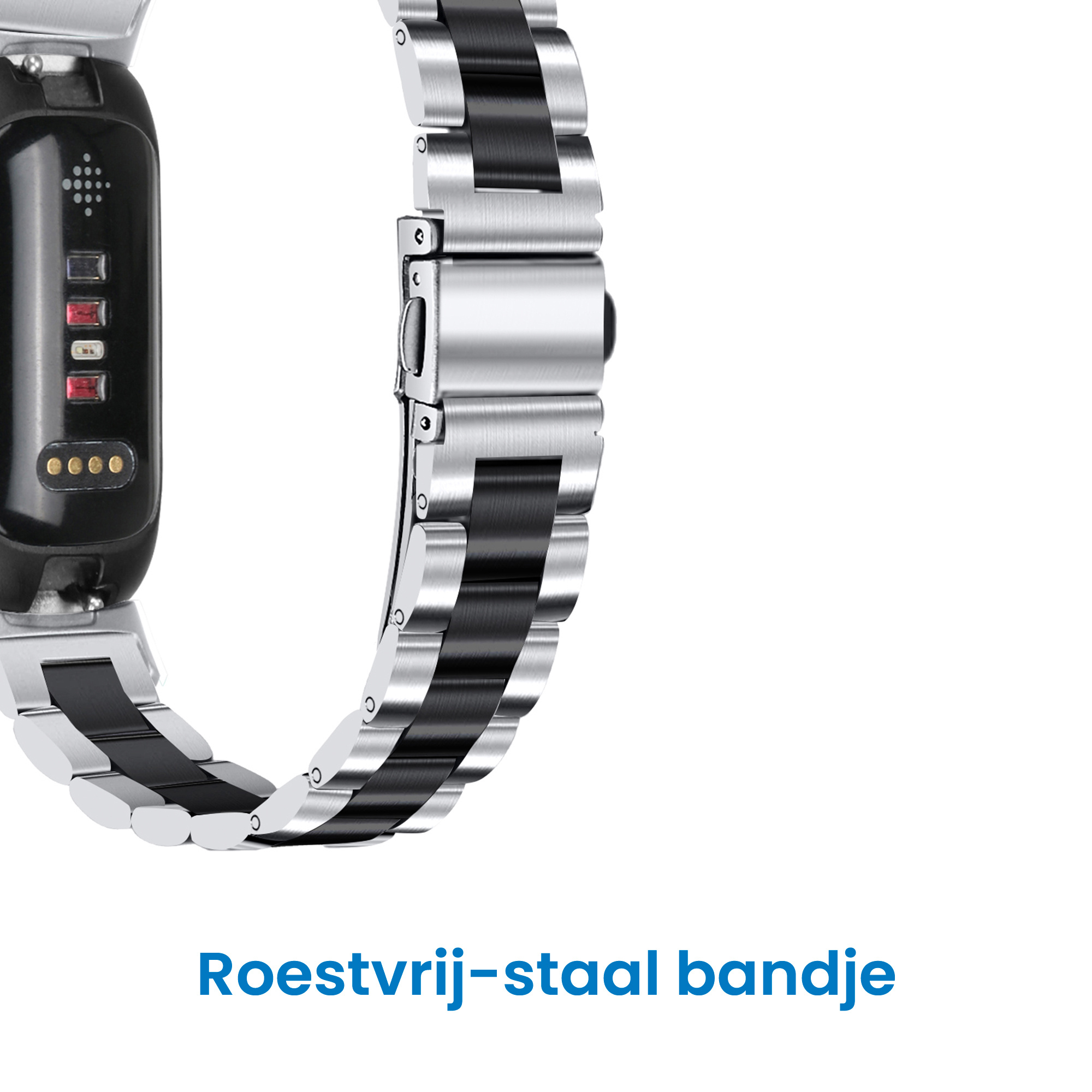 Fitbit Inspire 3 Stalen Bandje - Zilver / Zwart