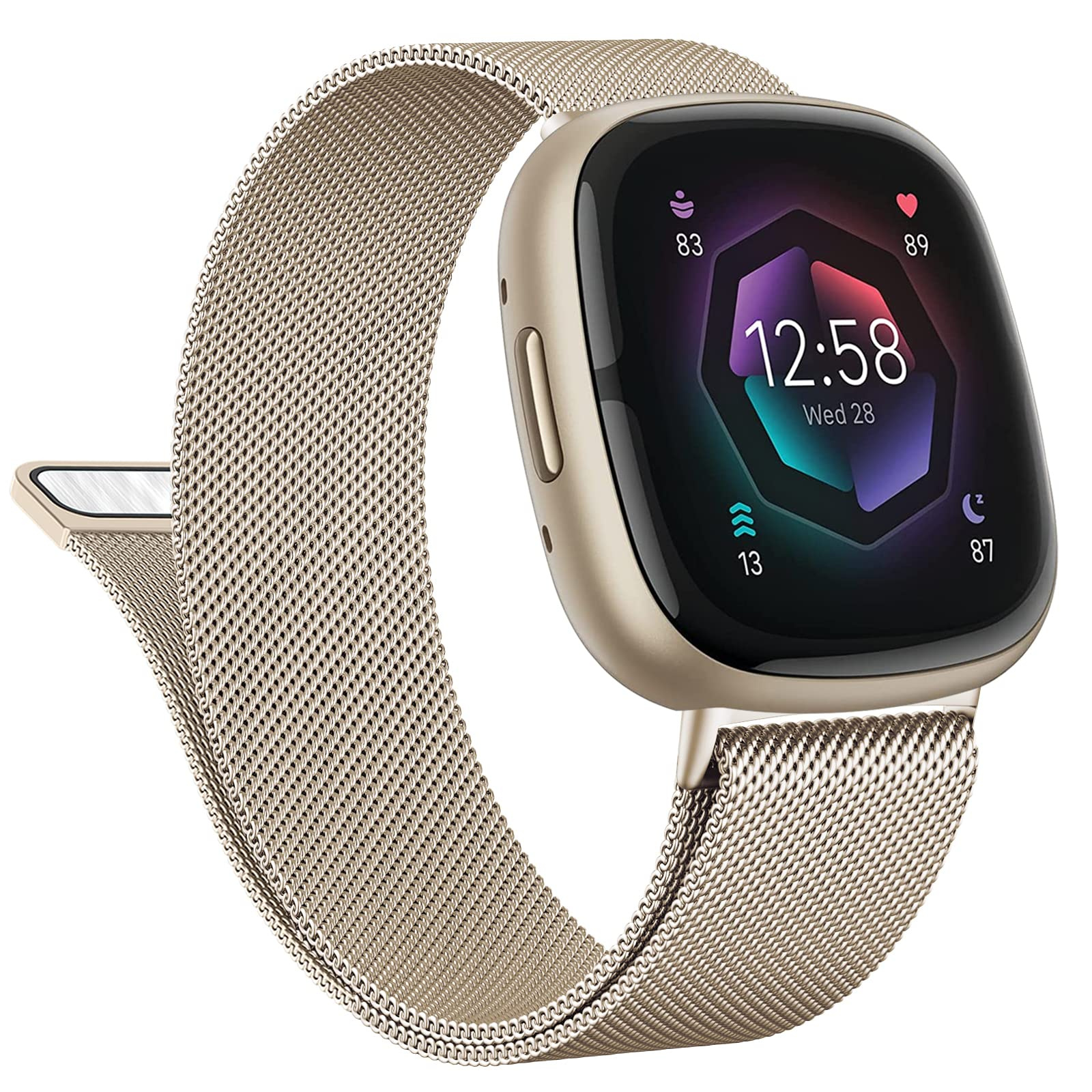 Fitbit Versa 4 / Sense 2 Milanees Bandje – Champagne