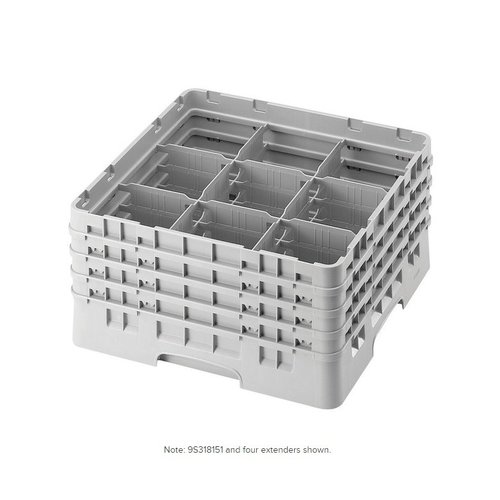 Cambro Soft Gray Camrack 9 Compartment Glass Rack | 9S318151 Cambro Soft Gray Camrack 9 Compartment Glass Rack | 9S318151