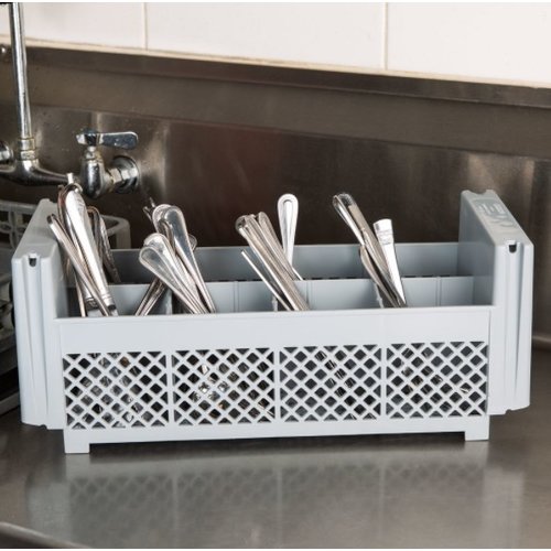 Cambro Soft Gray 8 Compartment Half Size Flatware Basket | 8FBNH434151 Cambro Soft Gray 8 Compartment Half Size Flatware Basket | 8FBNH434151