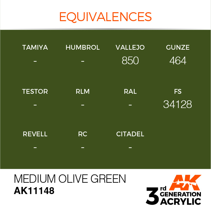 AK-Interactive Medium Olive Green Acrylic Modelling Color - 17ml - AK-11148