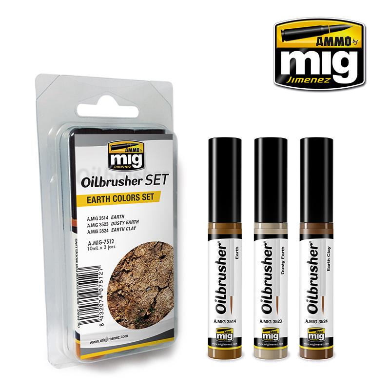 Ammo by Mig Jimenez Oilbrushers Earth Colors Set - A.MIG-7512