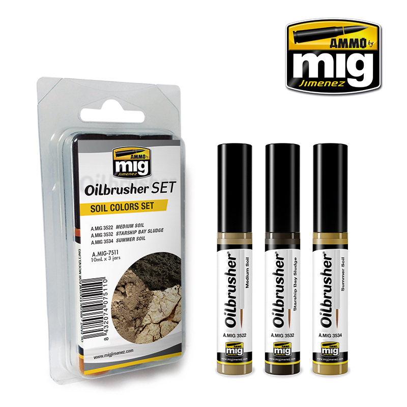 Ammo by Mig Jimenez Oilbrushers Soil Colors Set - A.MIG-7511