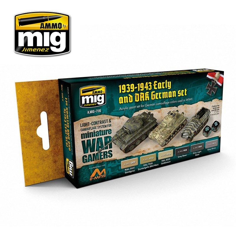 Ammo by Mig Jimenez Wargame Paint Sets - WARGAME EARLY AND DAK GERMAN SET - A.MIG-7116