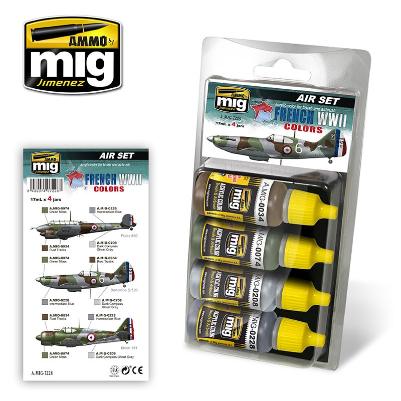 Ammo by Mig Jimenez Aircraft Paint Sets - FRENCH WWII AIRCRAFT COLORS - A.MIG-7228