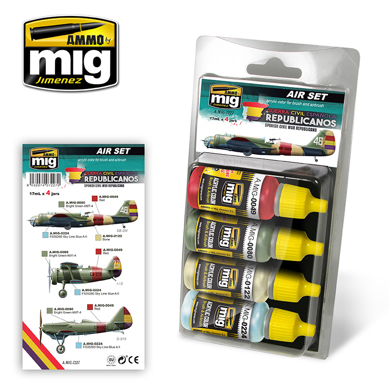 Ammo by Mig Jimenez Aircraft Paint Sets - SPANISH CIVIL WAR - REPUBLICAN AIRCRAFTS - A.MIG-7227