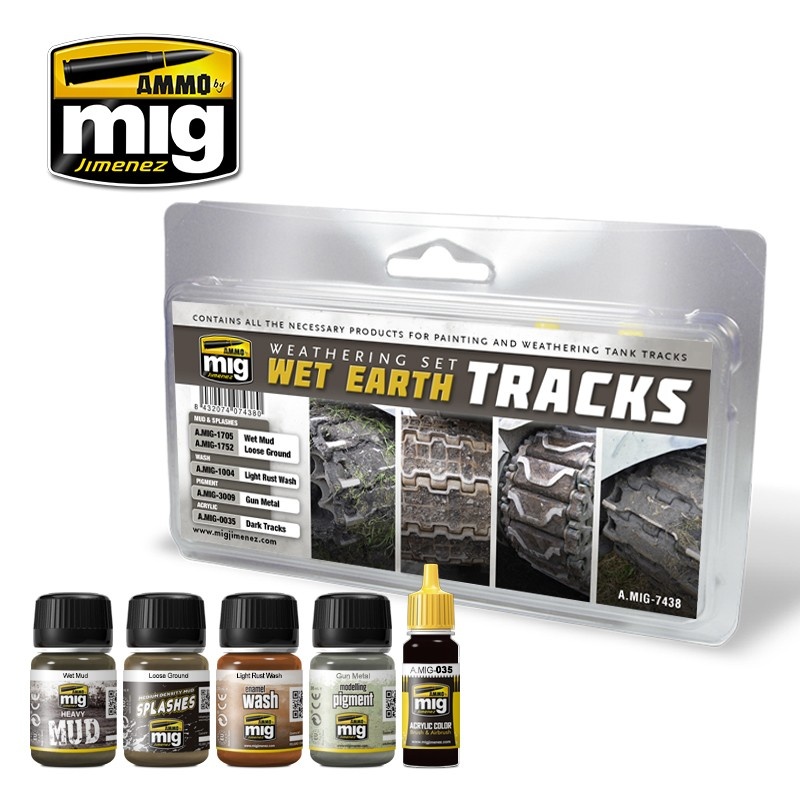 Ammo by Mig Jimenez Weathering Sets - Wet Earth Tracks - A.MIG-7438