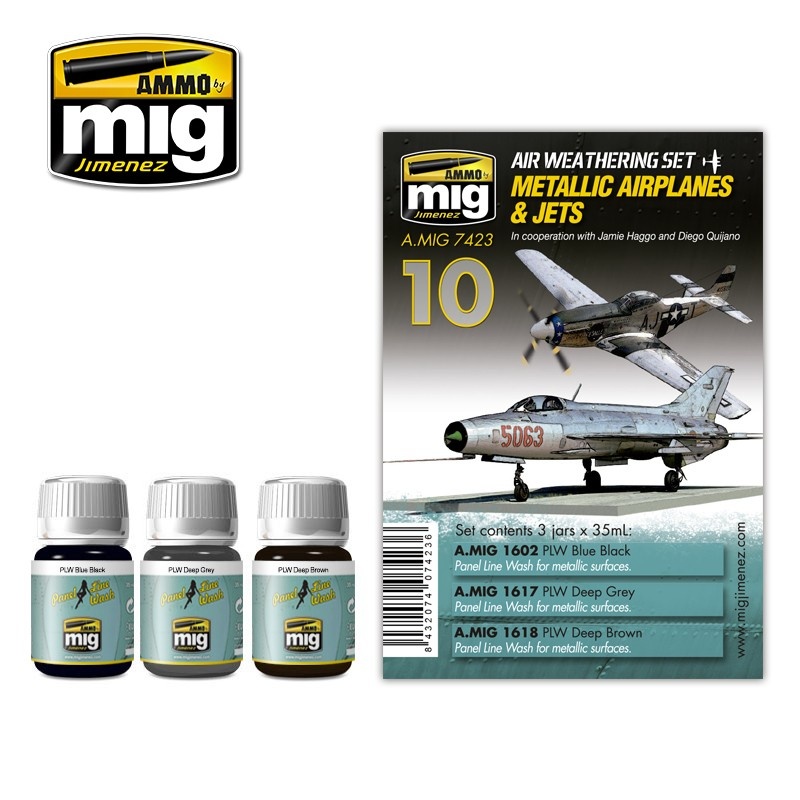 Ammo by Mig Jimenez Airplane Weathering Sets - Metallic Airplanes & Jets - A.MIG-7423