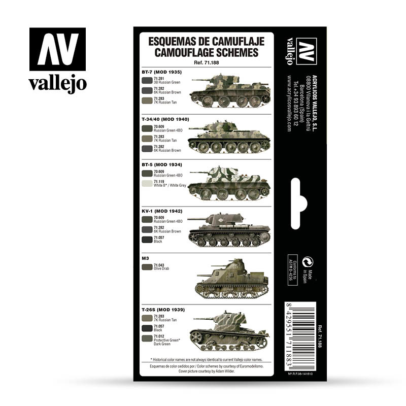 Vallejo Model Air - Soviet WWII Camo Colors Set - Vallejo - VAL-71188