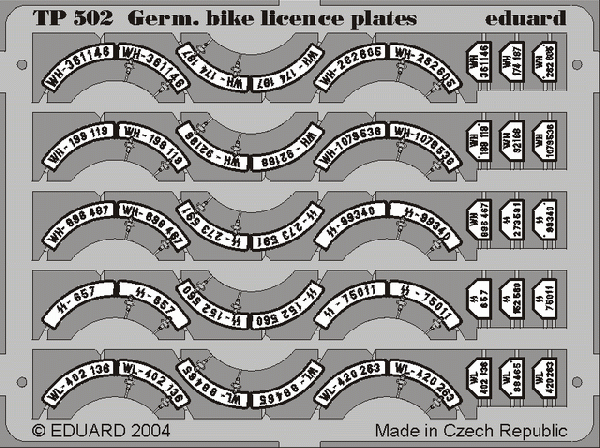 Eduard German Bike Licence Plates- Scale 1/35 - Eduard - EDD TP502