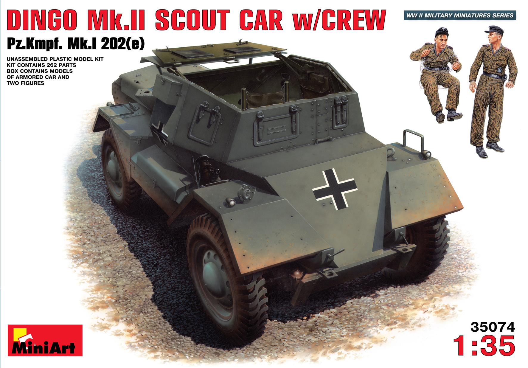 MiniArt Dingo Mk II ( Pz.Kpfw.Mk 1 202E) With Crew - Scale 1/35 - Mini Art - MIT35074